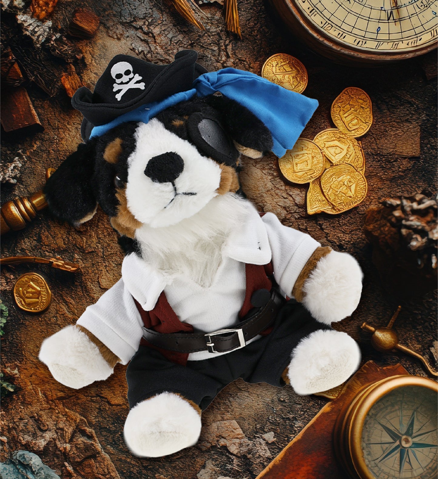 SUPER SOFT PLUSH - BERNESE DOG PIRATE DRESS UP
