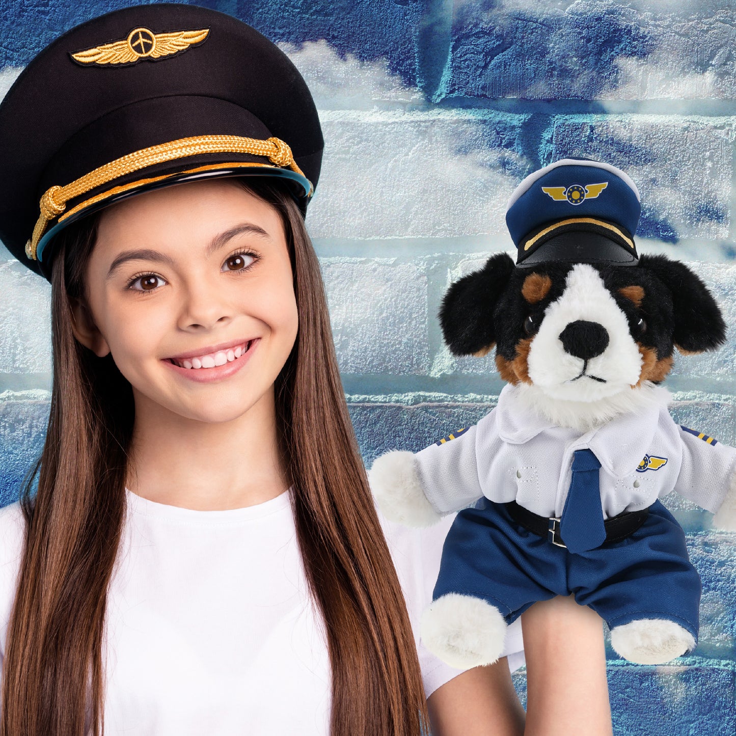 SUPER SOFT PLUSH - BERNESE DOG PILOT DRESS UP