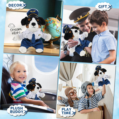 SUPER SOFT PLUSH - BERNESE DOG PILOT DRESS UP
