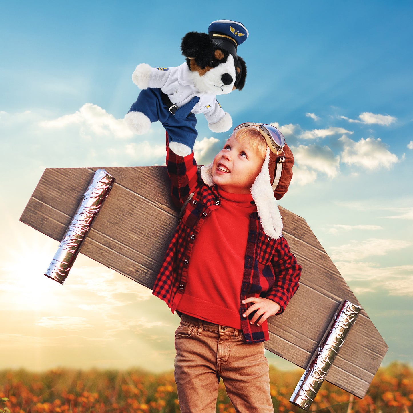 SUPER SOFT PLUSH - BERNESE DOG PILOT DRESS UP