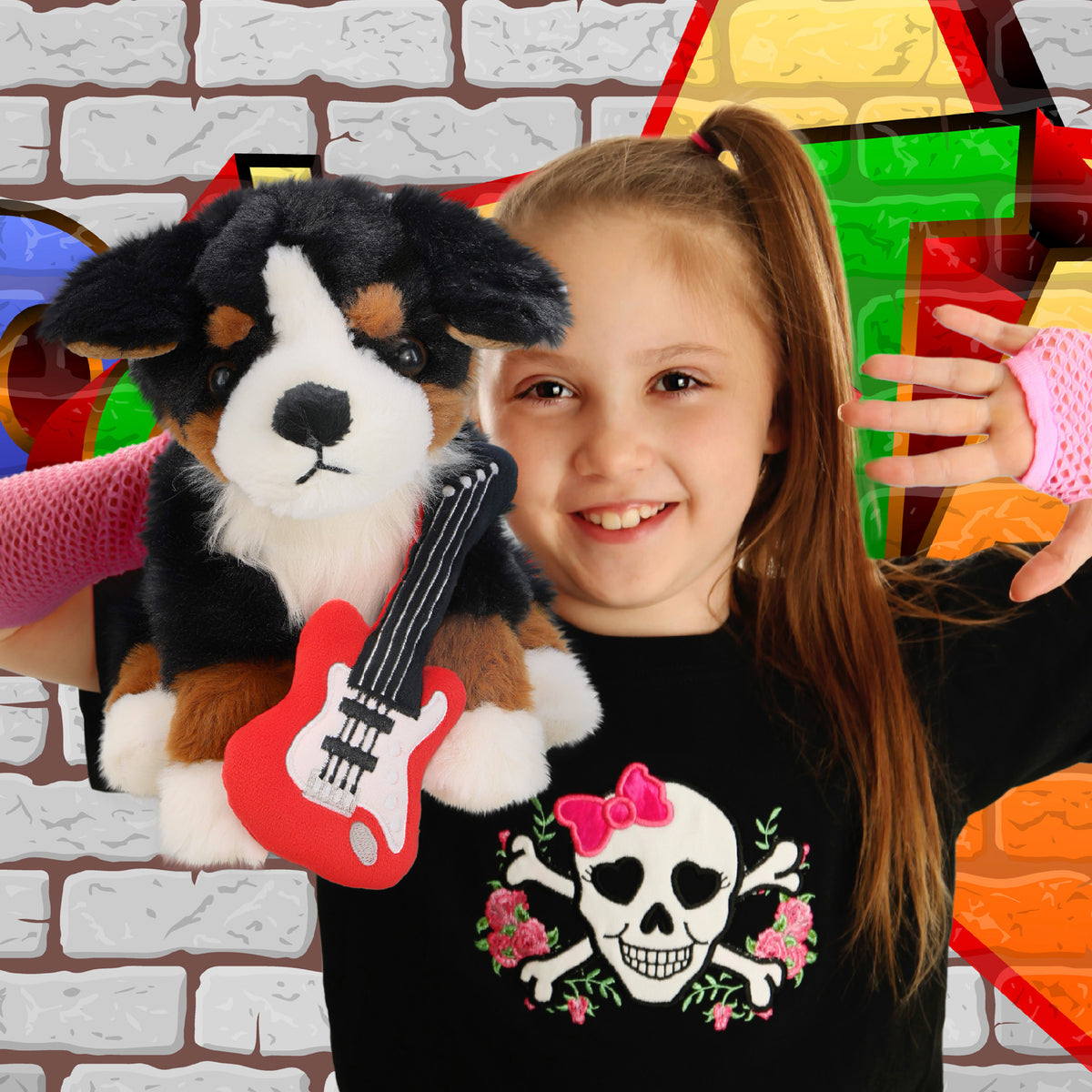 SUPER SOFT PLUSH - BERNESE DOG WITH GUITAR ADD ON