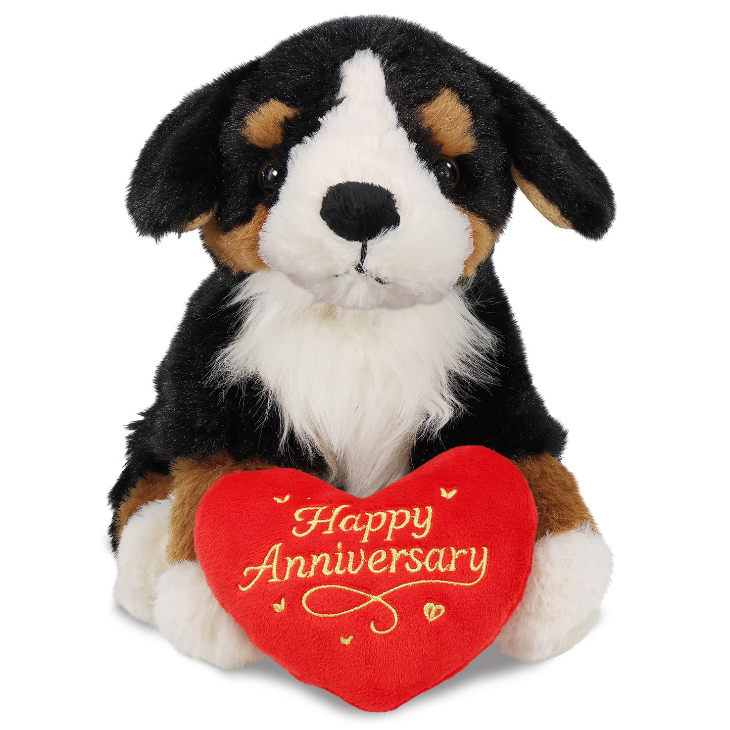 SUPER SOFT PLUSH - BERNESE DOG WITH HAPPY ANNIVERSARY HEART