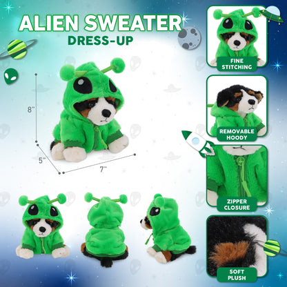 SUPER SOFT PLUSH - BERNESE DOG WITH ALIEN SWEATER