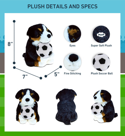 SUPER SOFT PLUSH - BERNESE DOG WITH SOCCER PLUSH