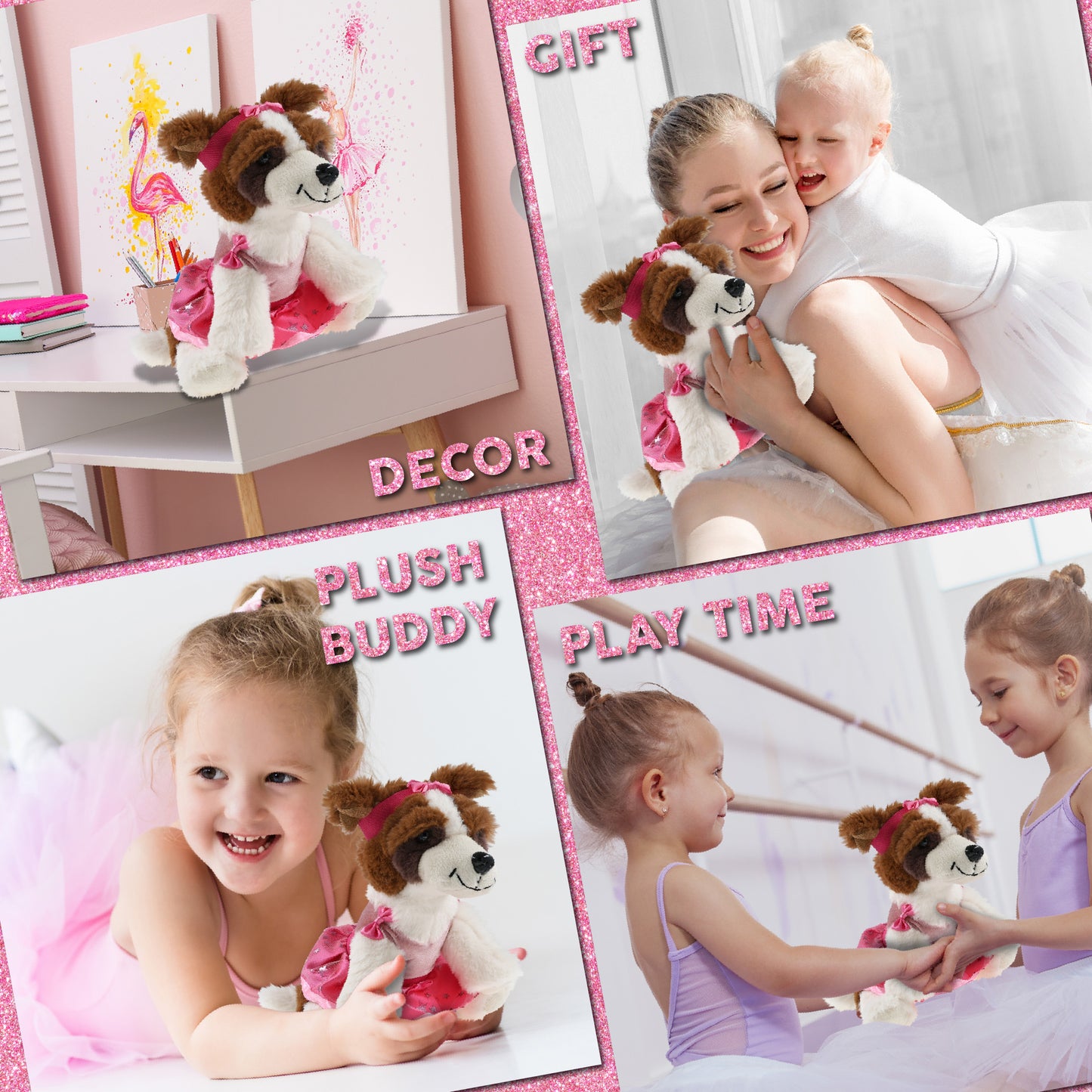 SUPER SOFT PLUSH - ST. BERNARD DOG WITH BALLERINA DRESS UP