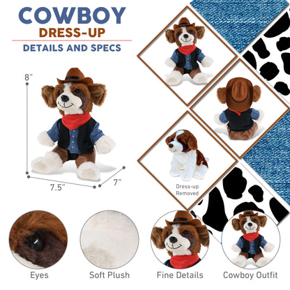 SUPER SOFT PLUSH - ST. BERNARD DOG With COWBOY Dress Up