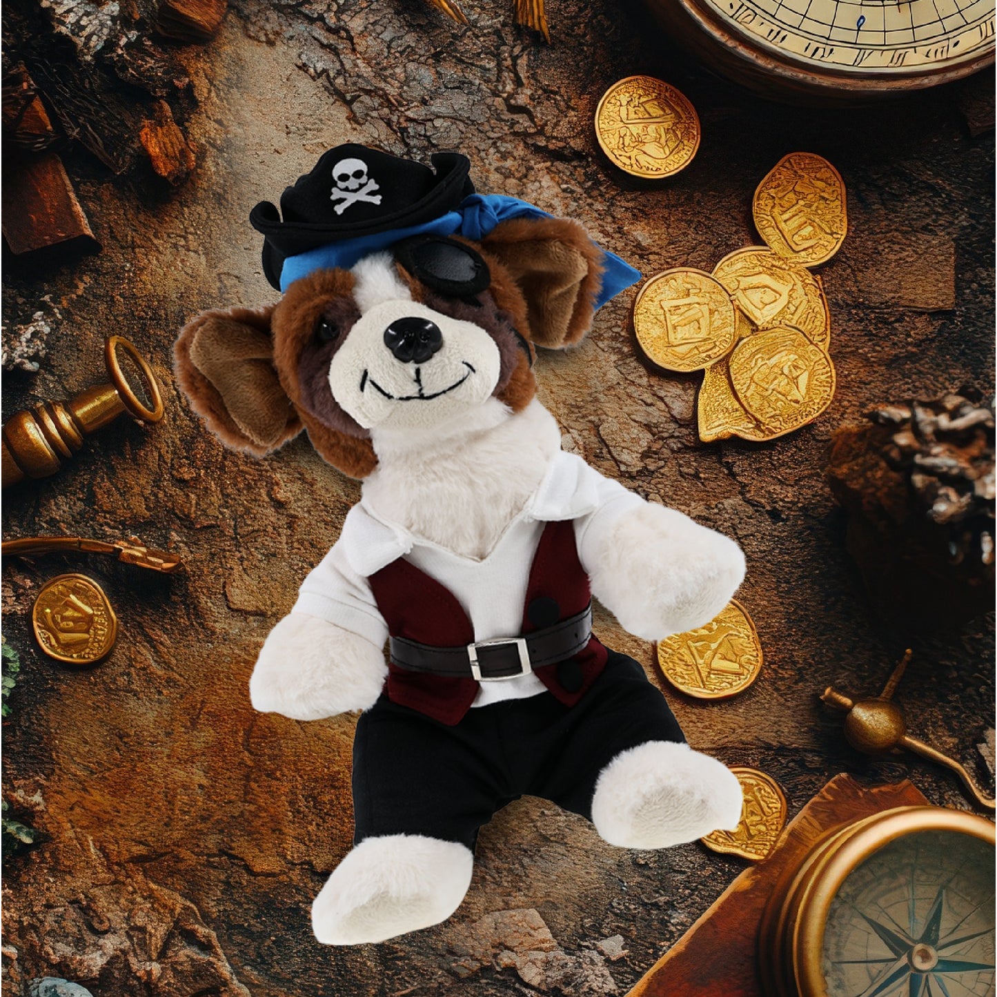 SUPER SOFT PLUSH - ST. BERNARD DOG PIRATE DRESS UP