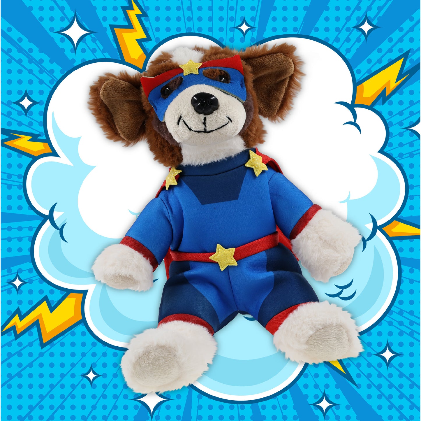 SUPER SOFT PLUSH - ST. BERNARD DOG With SUPER HERO Dress Up