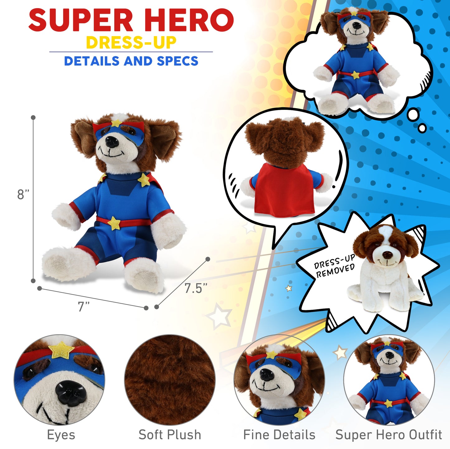 SUPER SOFT PLUSH - ST. BERNARD DOG With SUPER HERO Dress Up