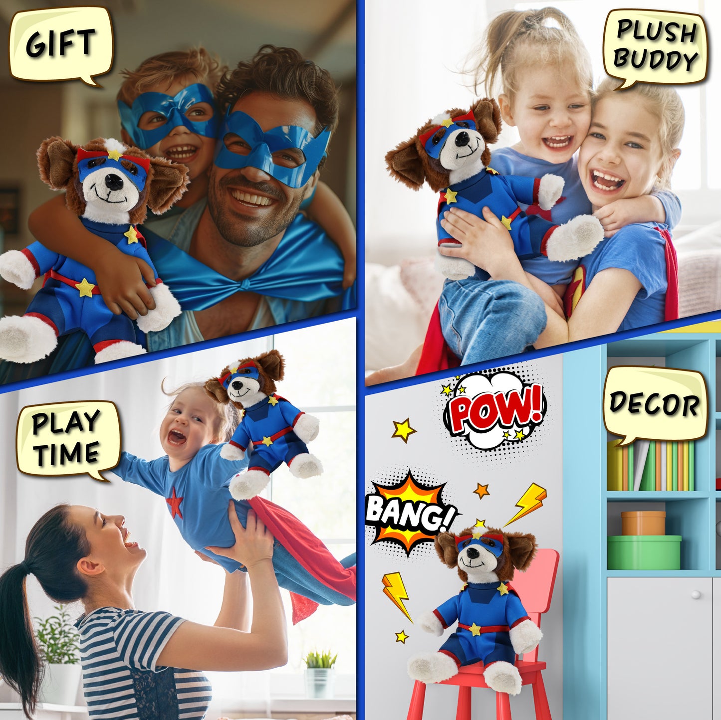SUPER SOFT PLUSH - ST. BERNARD DOG With SUPER HERO Dress Up