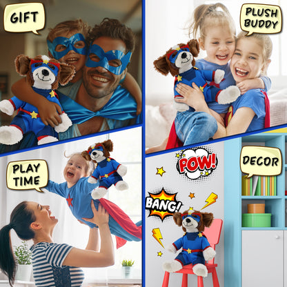 SUPER SOFT PLUSH - ST. BERNARD DOG With SUPER HERO Dress Up