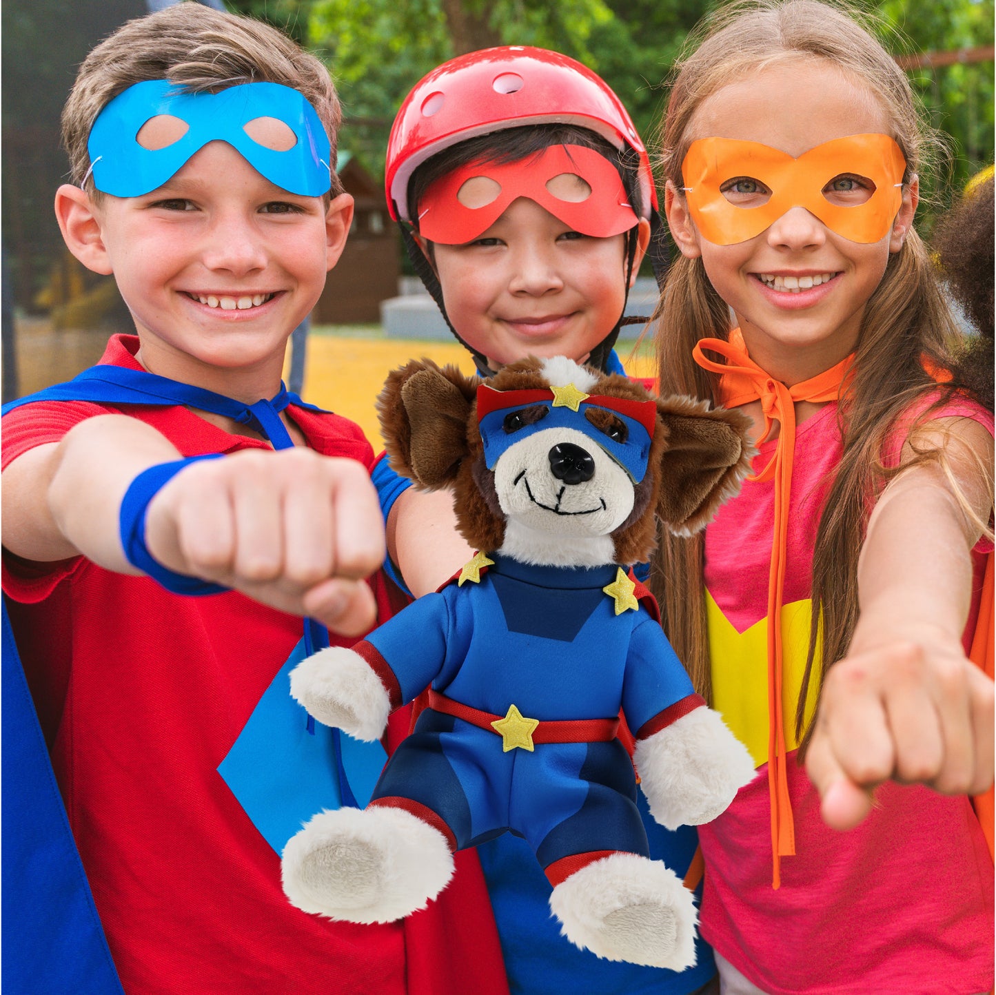 SUPER SOFT PLUSH - ST. BERNARD DOG With SUPER HERO Dress Up