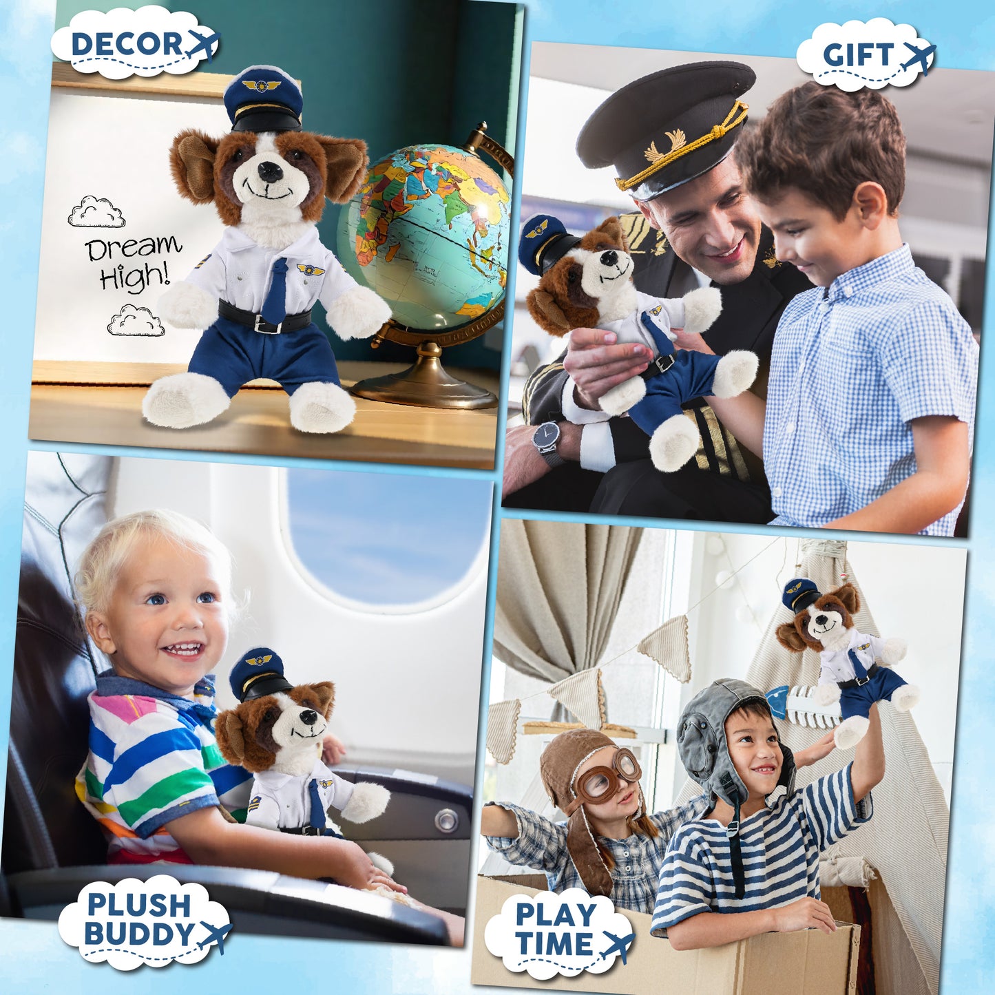 SUPER SOFT PLUSH - ST. BERNARD DOG PILOT DRESS UP