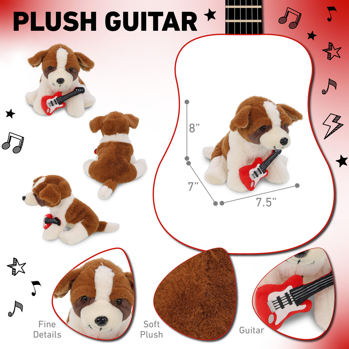 SUPER SOFT PLUSH - ST. BERNARD DOG WITH GUITAR ADD ON