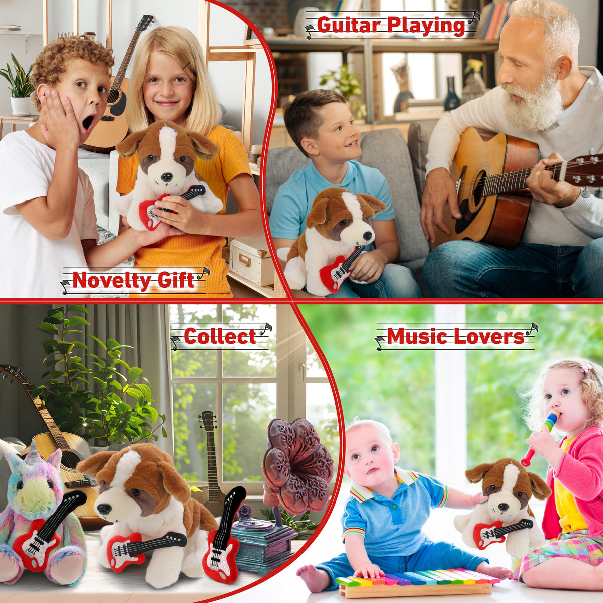 SUPER SOFT PLUSH - ST. BERNARD DOG WITH GUITAR ADD ON