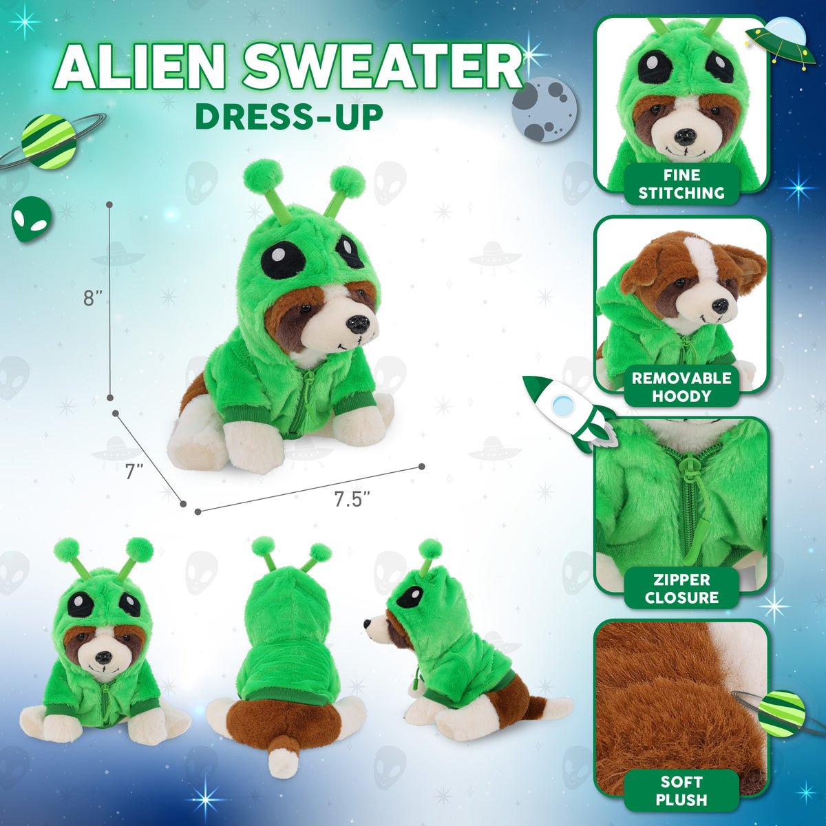 SUPER SOFT PLUSH - ST. BERNARD DOG WITH ALIEN SWEATER