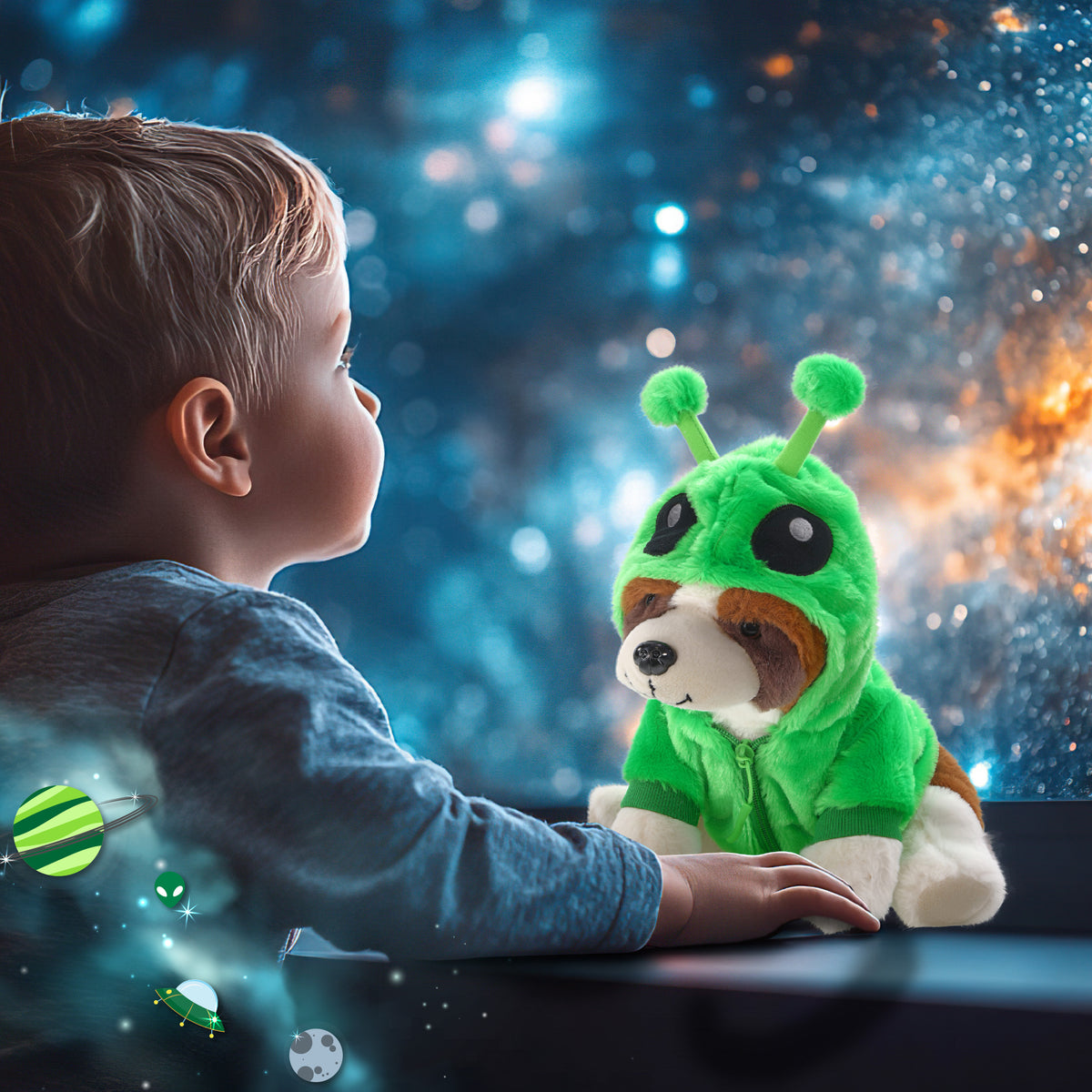 SUPER SOFT PLUSH - ST. BERNARD DOG WITH ALIEN SWEATER