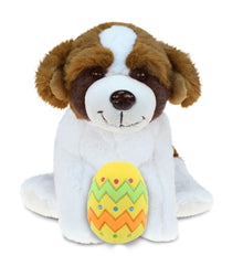 DolliBu Super Soft St. Bernard Dog with Yellow Easter Egg Plush - 8 Inches