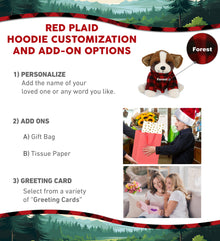 SUPER SOFT PLUSH - ST. BERNARD DOG WITH RED PLAID HOODIE