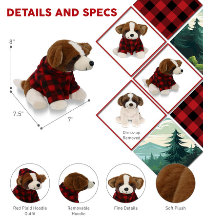 SUPER SOFT PLUSH - ST. BERNARD DOG WITH RED PLAID HOODIE