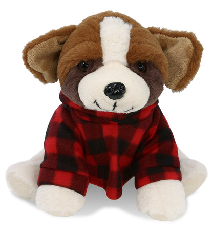 SUPER SOFT PLUSH - ST. BERNARD DOG WITH RED PLAID HOODIE