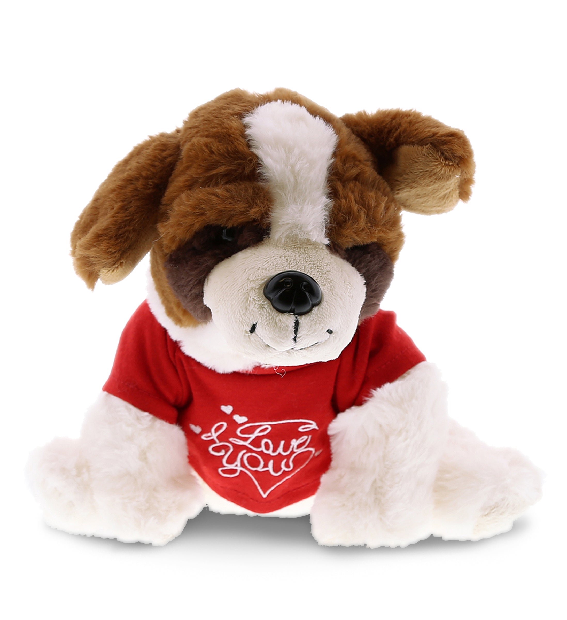 PLUSH I LOVE YOU RED SHIRT- SUPER SOFT PLUSH - ST. BERNARD DOG