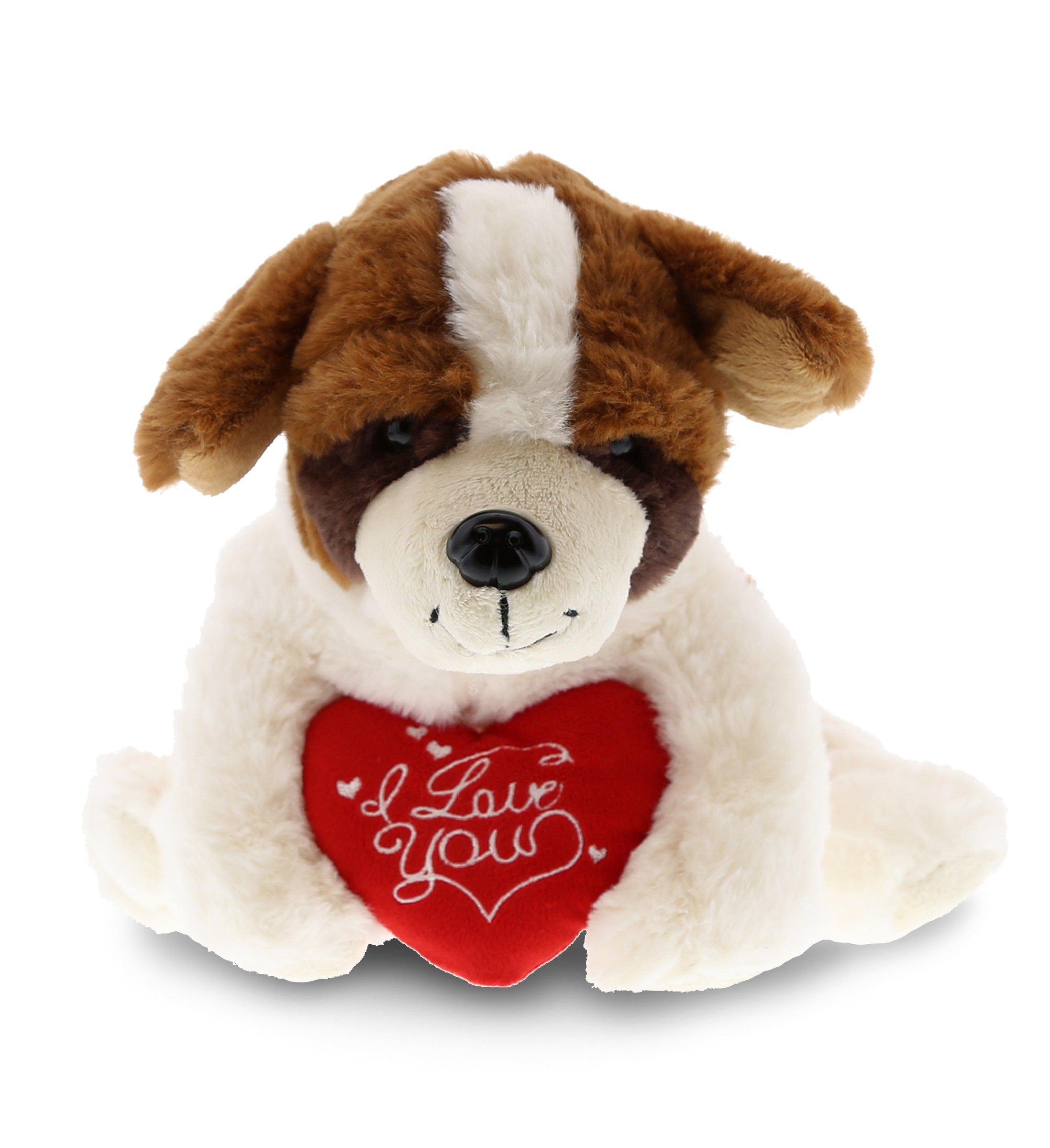 PLUSH I LOVE YOU RED HEART - SUPER SOFT PLUSH - ST. BERNARD DOG