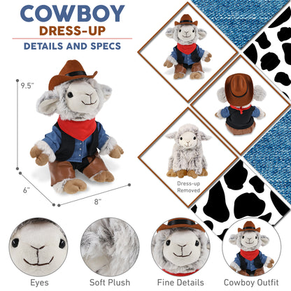 SUPER SOFT PLUSH - SQUAT SHEEP COWBOY DRESS UP