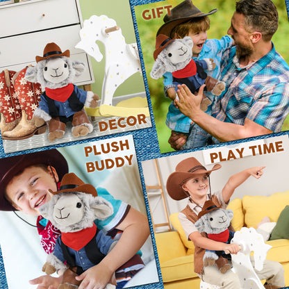 SUPER SOFT PLUSH - SQUAT SHEEP COWBOY DRESS UP