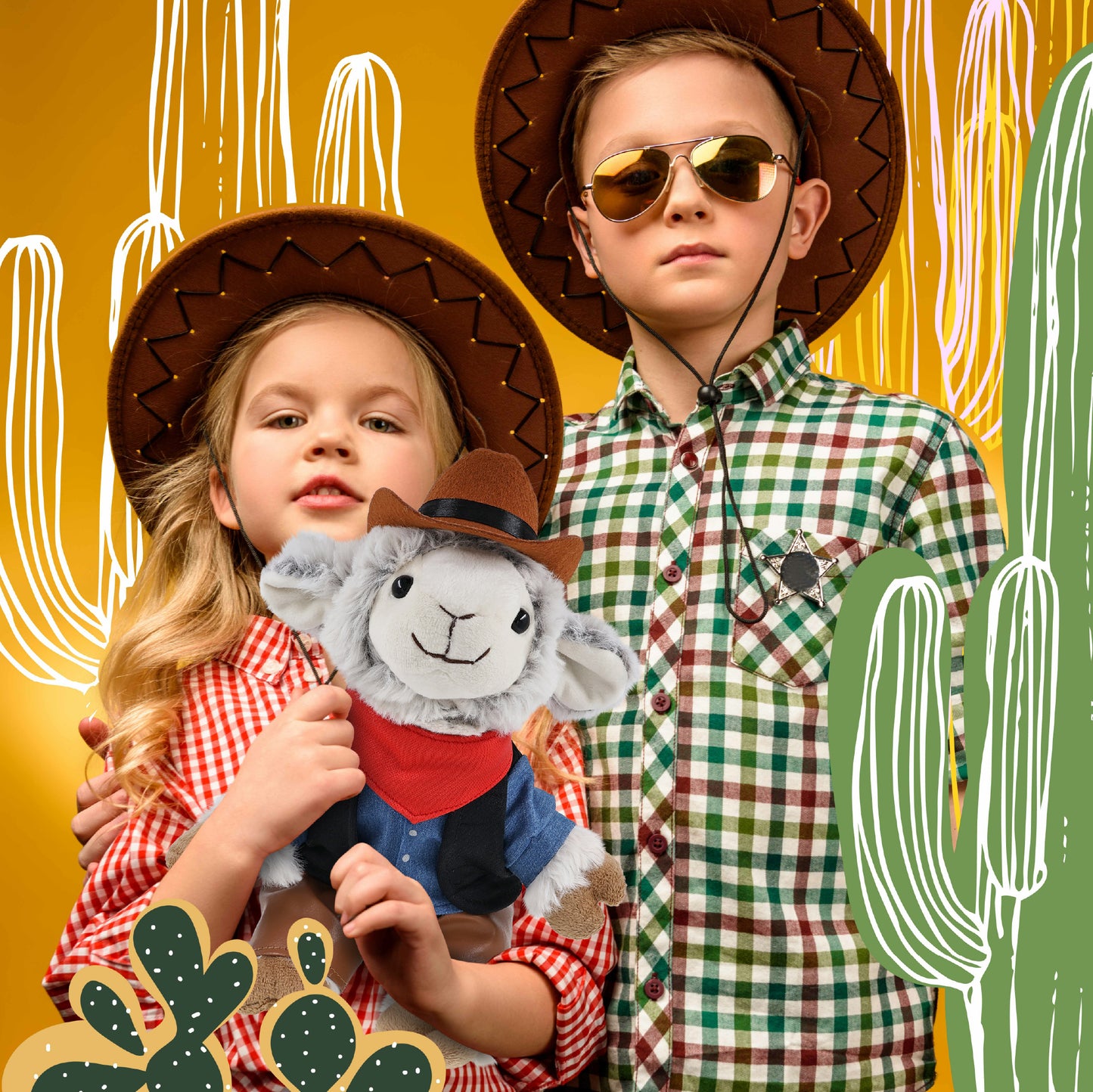 SUPER SOFT PLUSH - SQUAT SHEEP COWBOY DRESS UP