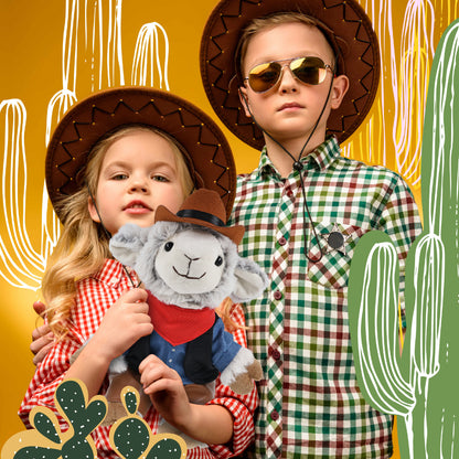 SUPER SOFT PLUSH - SQUAT SHEEP COWBOY DRESS UP