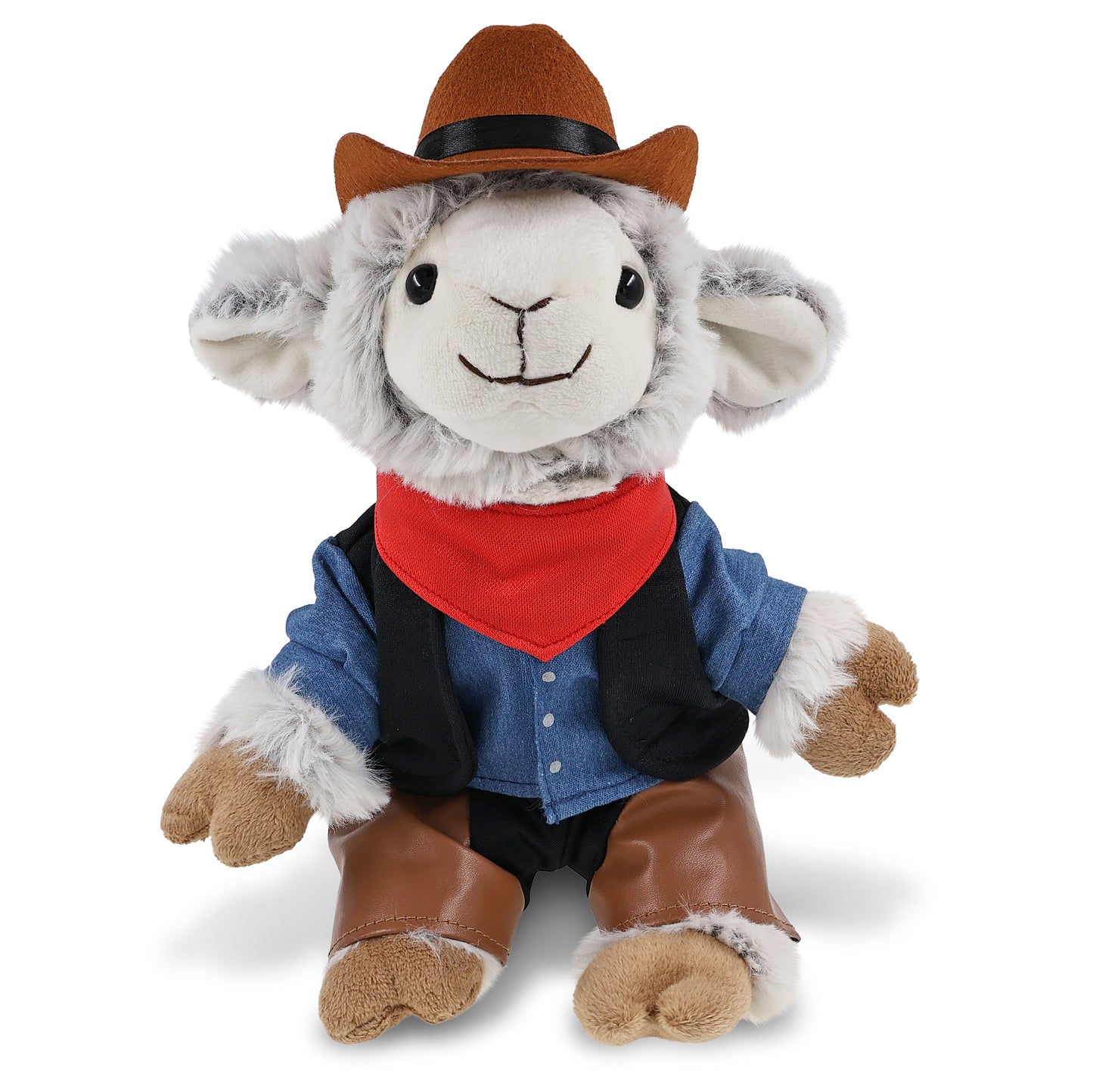 SUPER SOFT PLUSH - SQUAT SHEEP COWBOY DRESS UP
