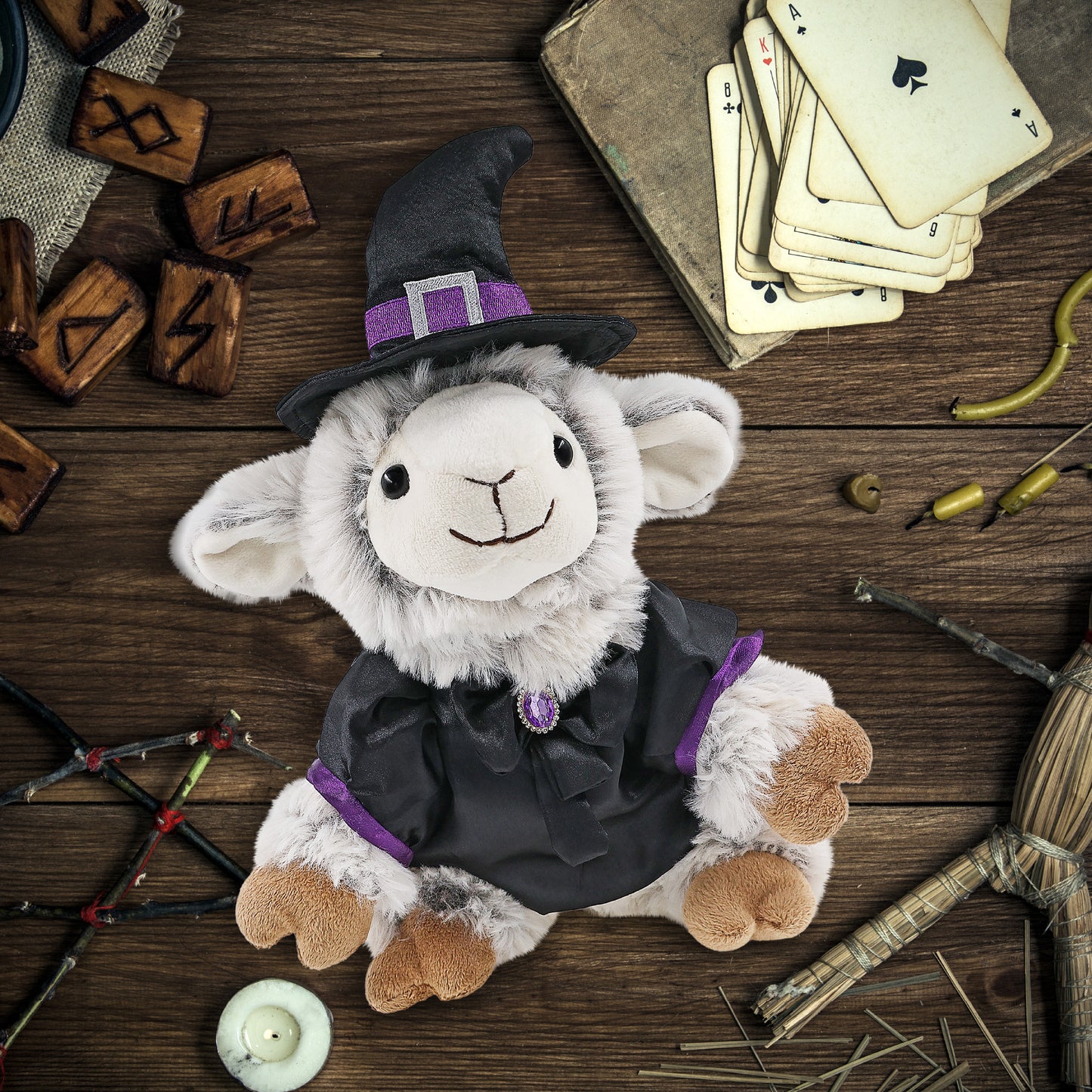 SUPER SOFT PLUSH - SQUAT SHEEP WITCH DRESS UP