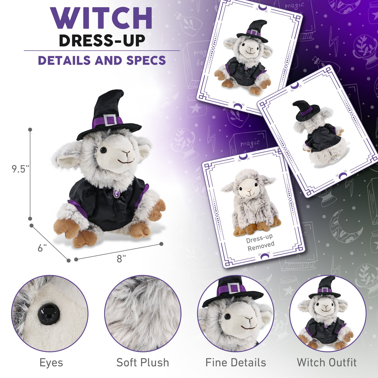SUPER SOFT PLUSH - SQUAT SHEEP WITCH DRESS UP