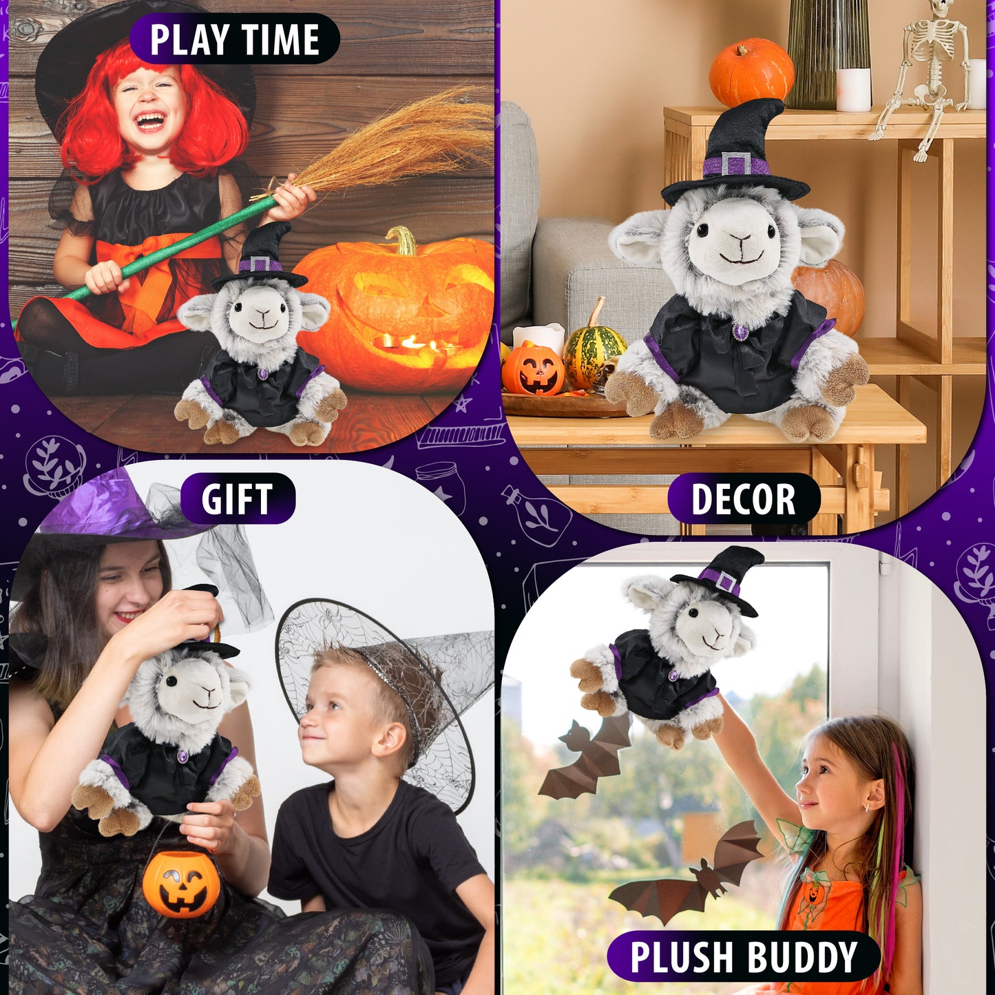 SUPER SOFT PLUSH - SQUAT SHEEP WITCH DRESS UP
