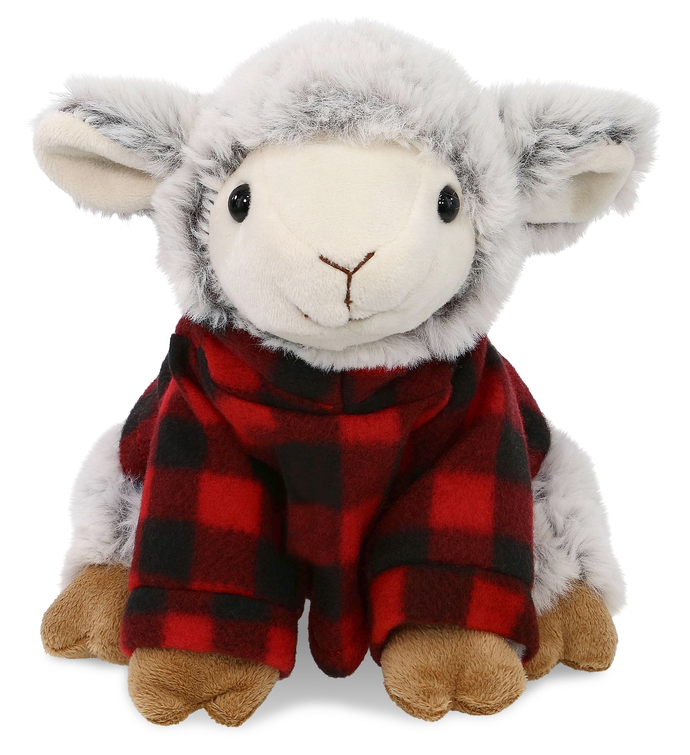 SUPER SOFT PLUSH - SQUAT SHEEP WITH RED PLAID HOODIE