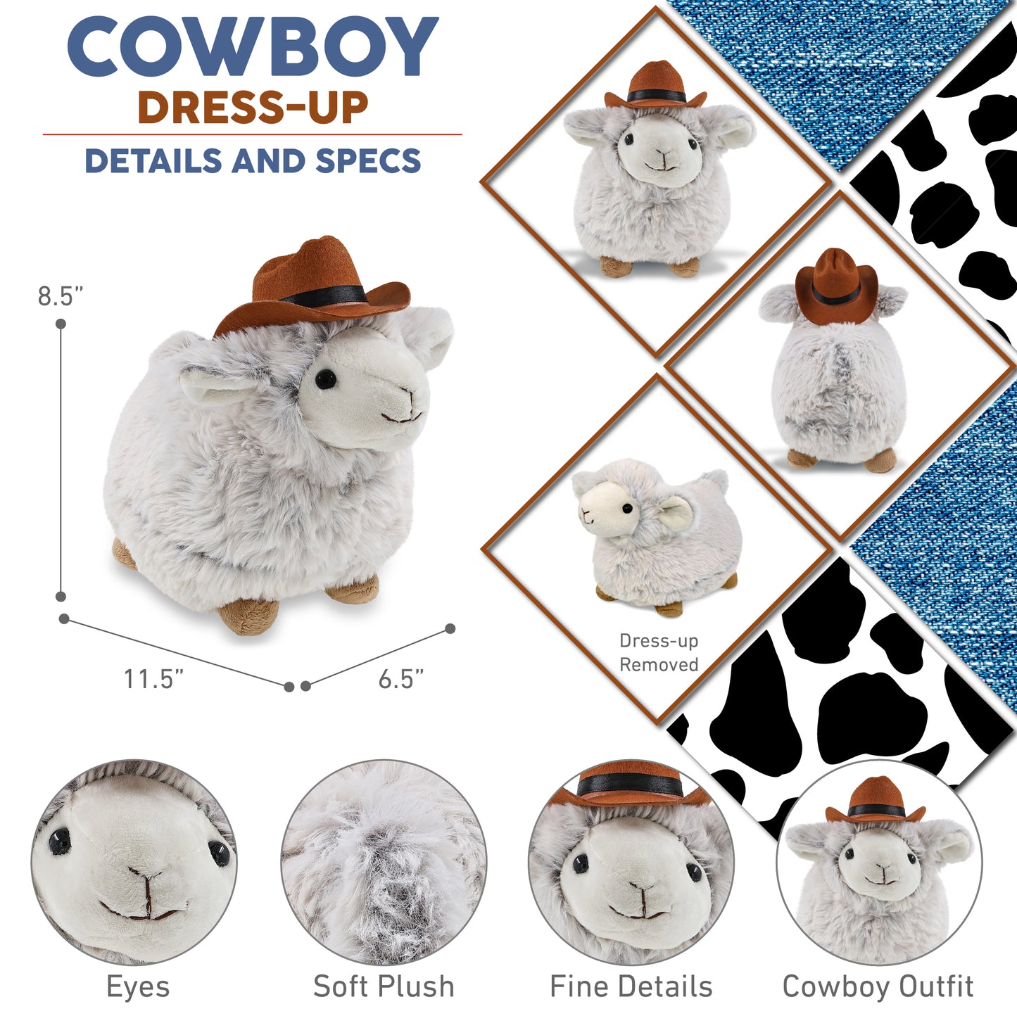 SUPER SOFT PLUSH - SHEEP COWBOY DRESS UP