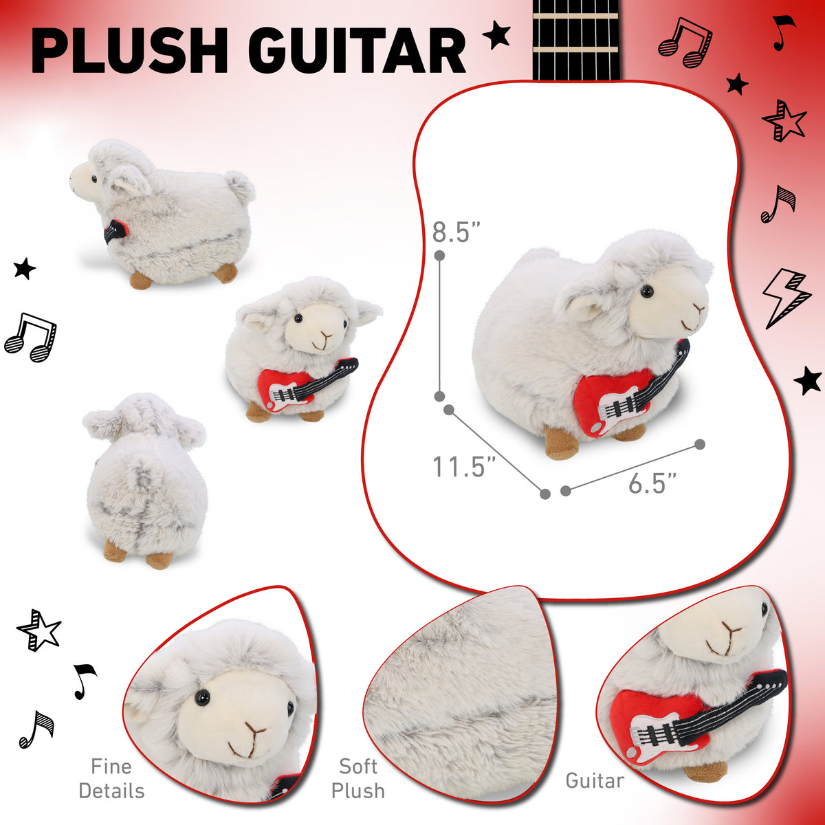 SUPER SOFT PLUSH - SHEEP WITH GUITAR ADD ON