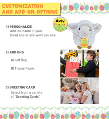 DolliBu Super Soft Fluffy White Sheep with Yellow Easter Egg Plush - 11.5 Inch