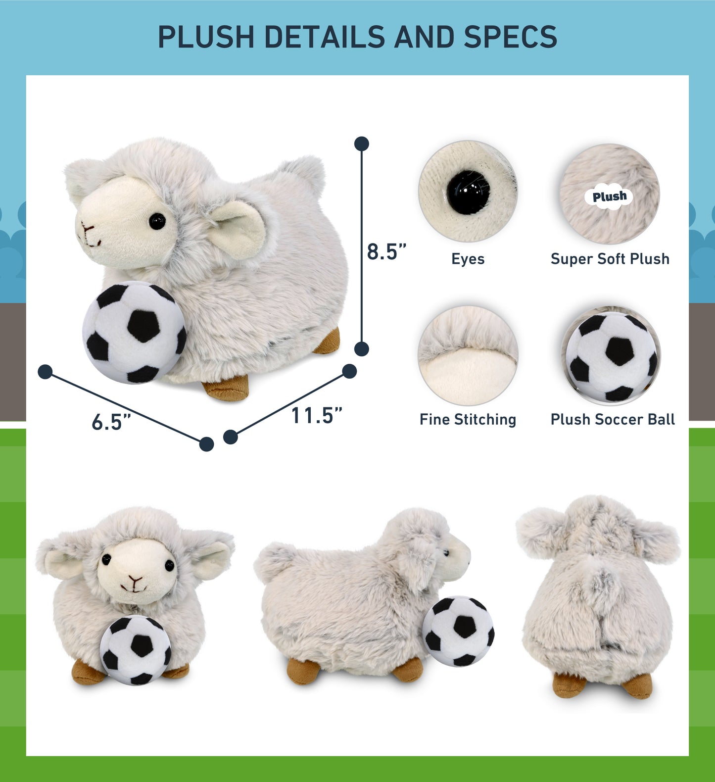SUPER SOFT PLUSH - SHEEP WITH SOCCER PLUSH