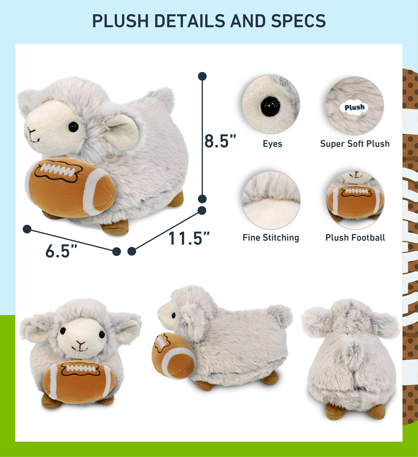 SUPER SOFT PLUSH - SHEEP WITH FOOTBALL PLUSH