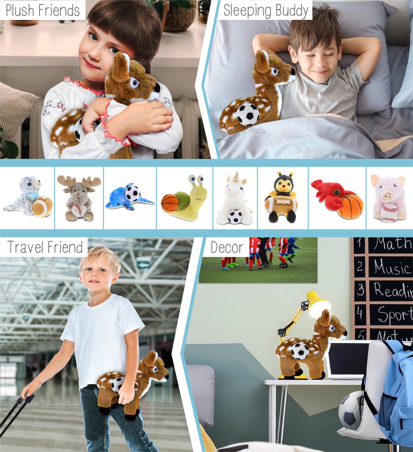 SUPER SOFT PLUSH - STANDING DEER LARGE WITH SOCCER PLUSH