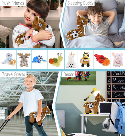 SUPER SOFT PLUSH - STANDING DEER LARGE WITH SOCCER PLUSH