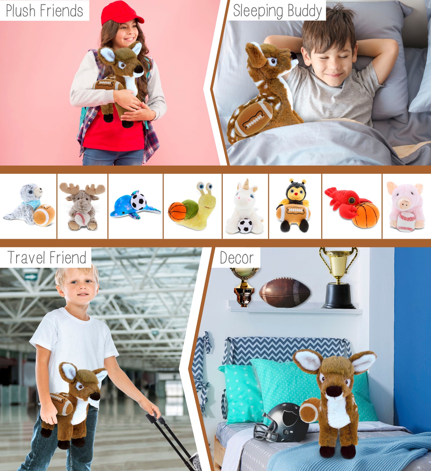 SUPER SOFT PLUSH - STANDING DEER LARGE WITH FOOTBALL PLUSH