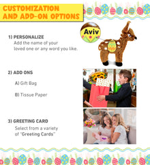 DolliBu Super Soft Small Standing Deer with Yellow Easter Egg Plush - 10 Inches