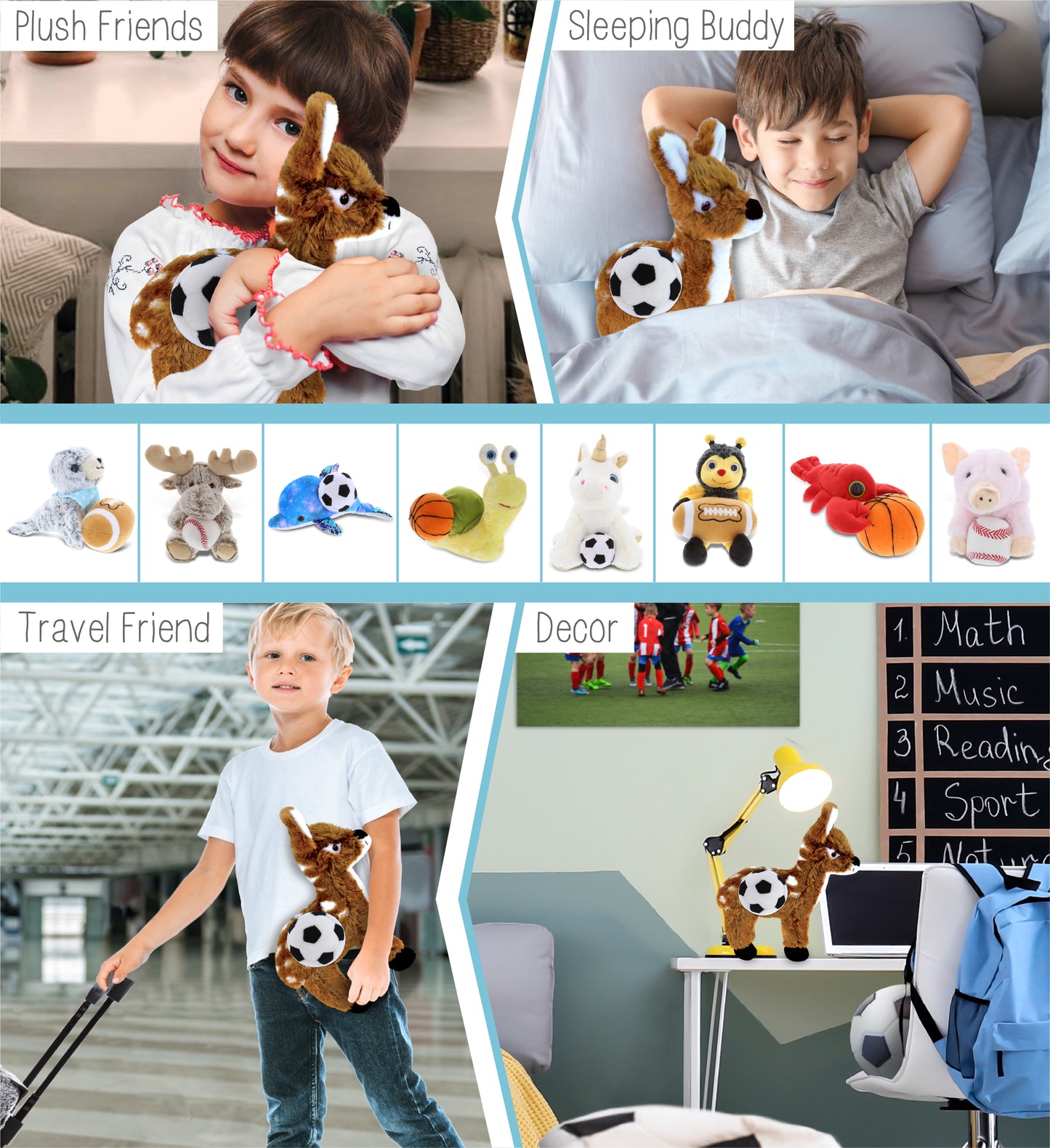 SUPER SOFT PLUSH - STANDING DEER SMALL WITH SOCCER PLUSH