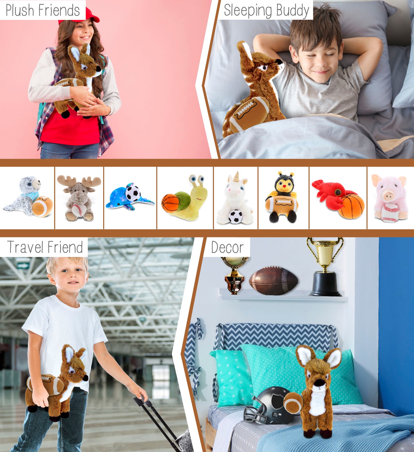 SUPER SOFT PLUSH - STANDING DEER SMALL WITH FOOTBALL PLUSH