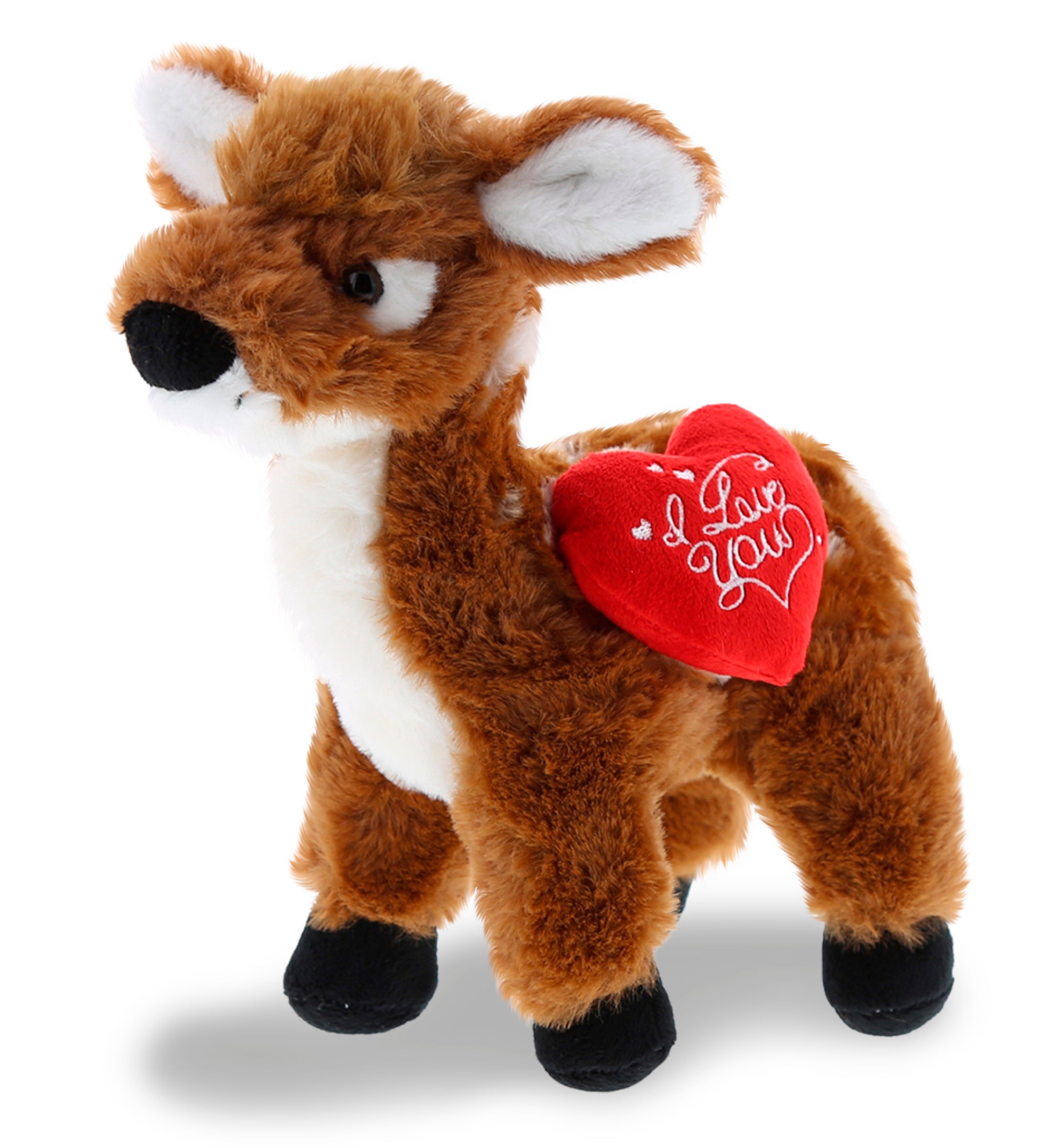 PLUSH I LOVE YOU RED HEART - SUPER SOFT PLUSH - STANDING DEER SMALL