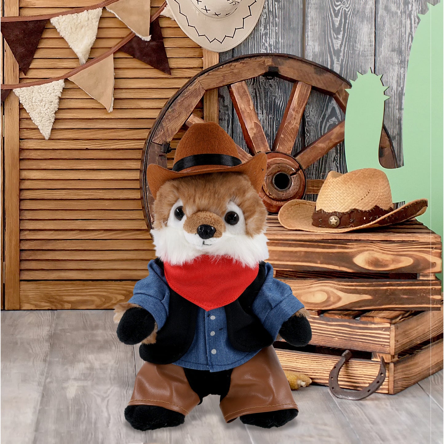 SUPER SOFT PLUSH - FOX With COWBOY Dress Up