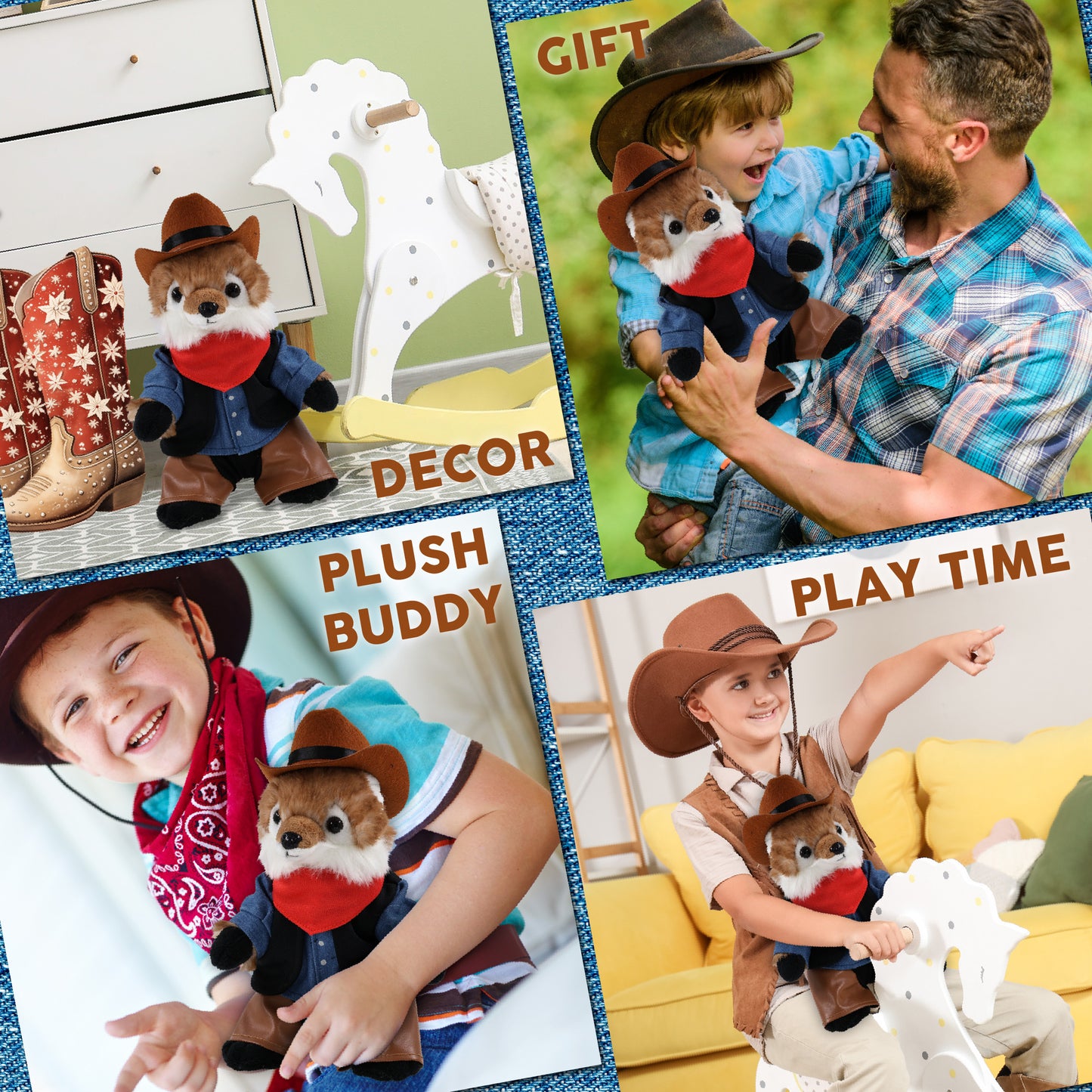 SUPER SOFT PLUSH - FOX With COWBOY Dress Up